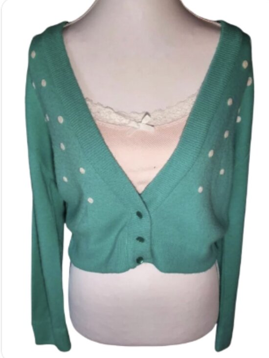 Tabak of California Sweaters - 1950s/1960s Mid-Century Turquoise Cropped Cardigan